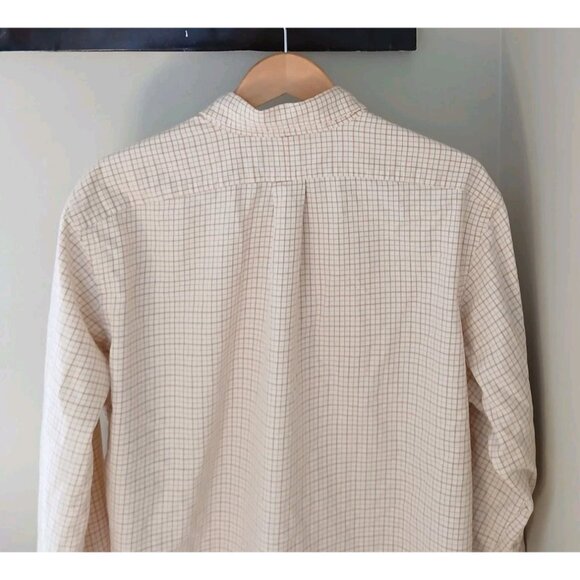 Ralph Lauren Classic Fit Button Down Shirt Size XL Tan Plaid Work Cotton - Picture 7 of 9